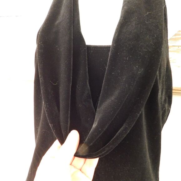 Vintage Medium Jessica McClintock Black Velvet Top Formal Racerback Cowl Y2K NWT - Picture 3 of 12